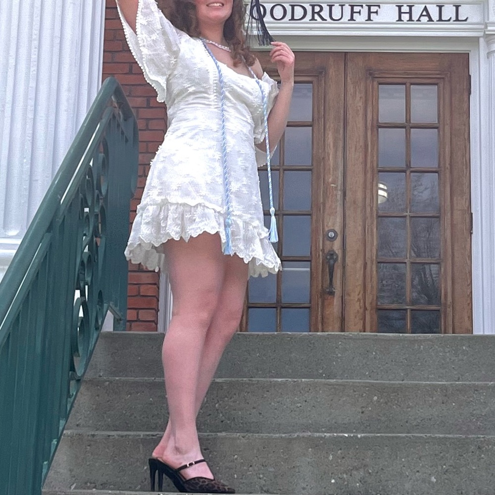 Showpo "Fancy A Spritz" White Eyelet Floral Mini Dress Romantic Festival